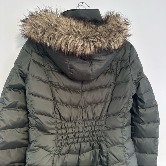 Michael Kors Coat Olive Green Faux Fur Hood Women's Medium - Picture 5 of 13